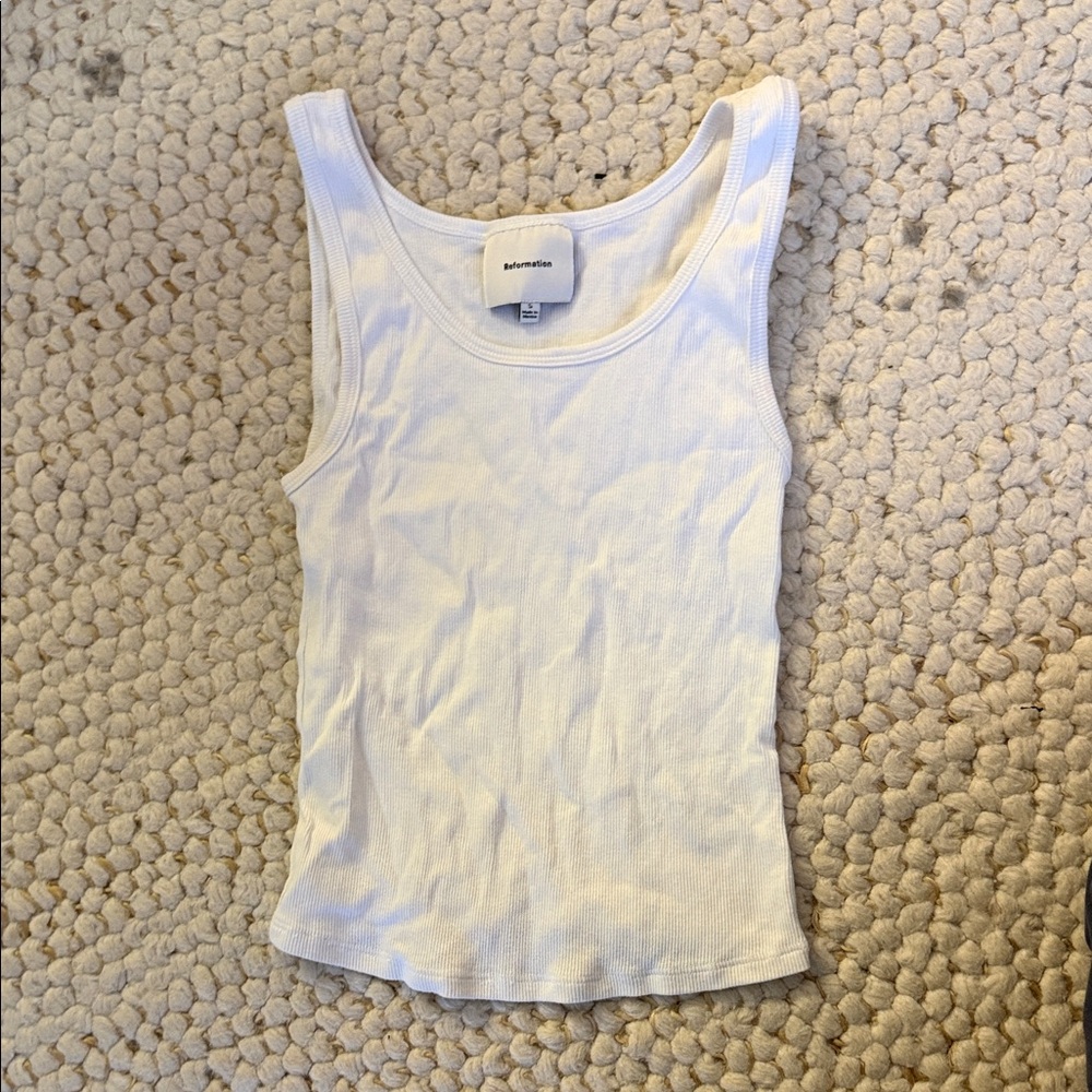 Reformation Ribbed Tank in White - Picture 3 of 4